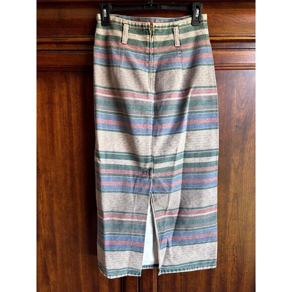Vintage 26” Waist Denim Maxi Skirt Striped Rodeo Cowgirl Western Boho Prairie - Picture 2 of 5